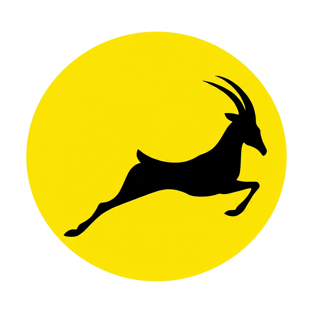 Logo Fitzy: gacela saltando sobre círculo amarillo